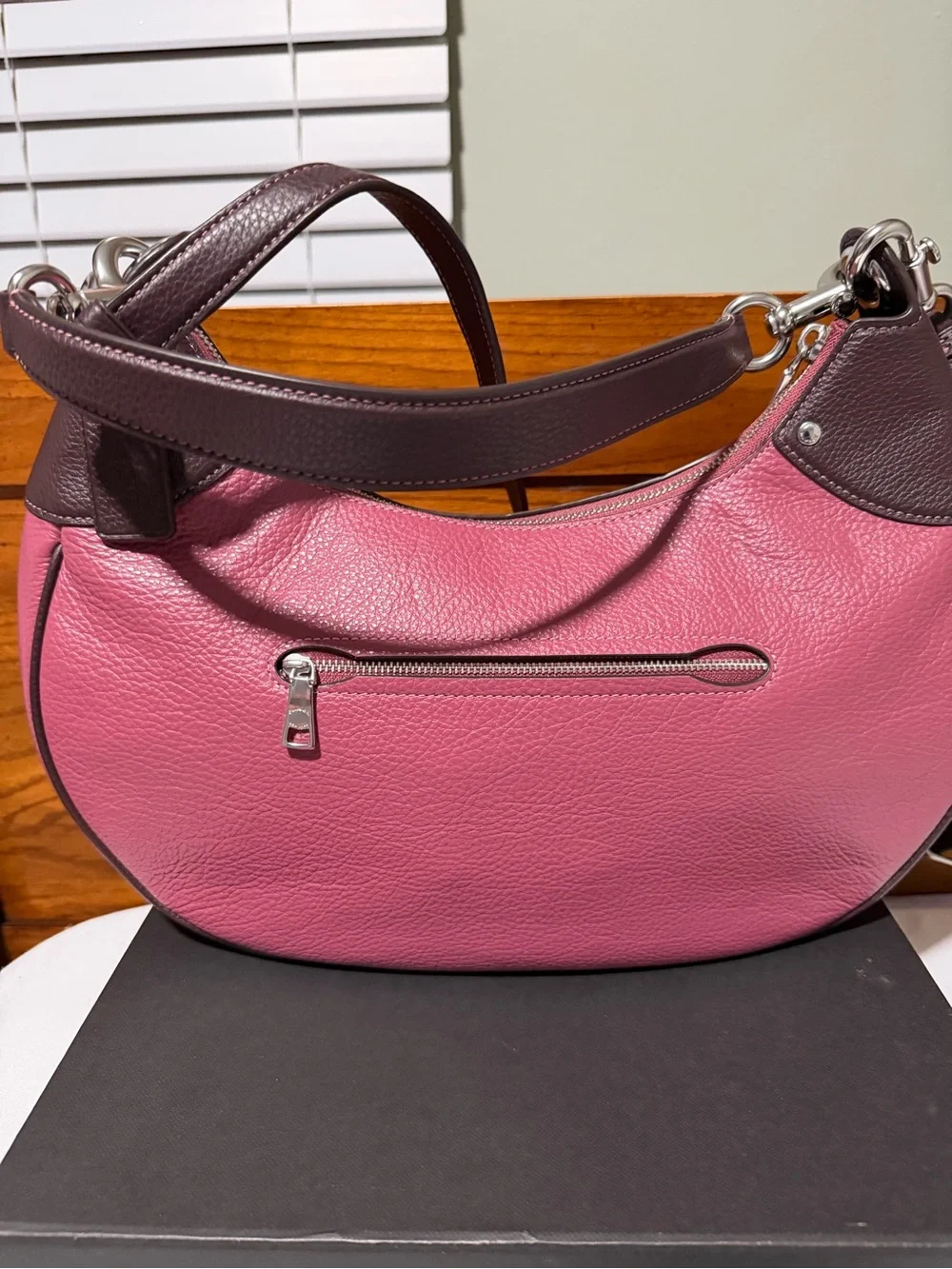 Coach Pebble Leather Mara Hobo Shoulder Bag Crossbody Style CJ864 Raspberry/Wine