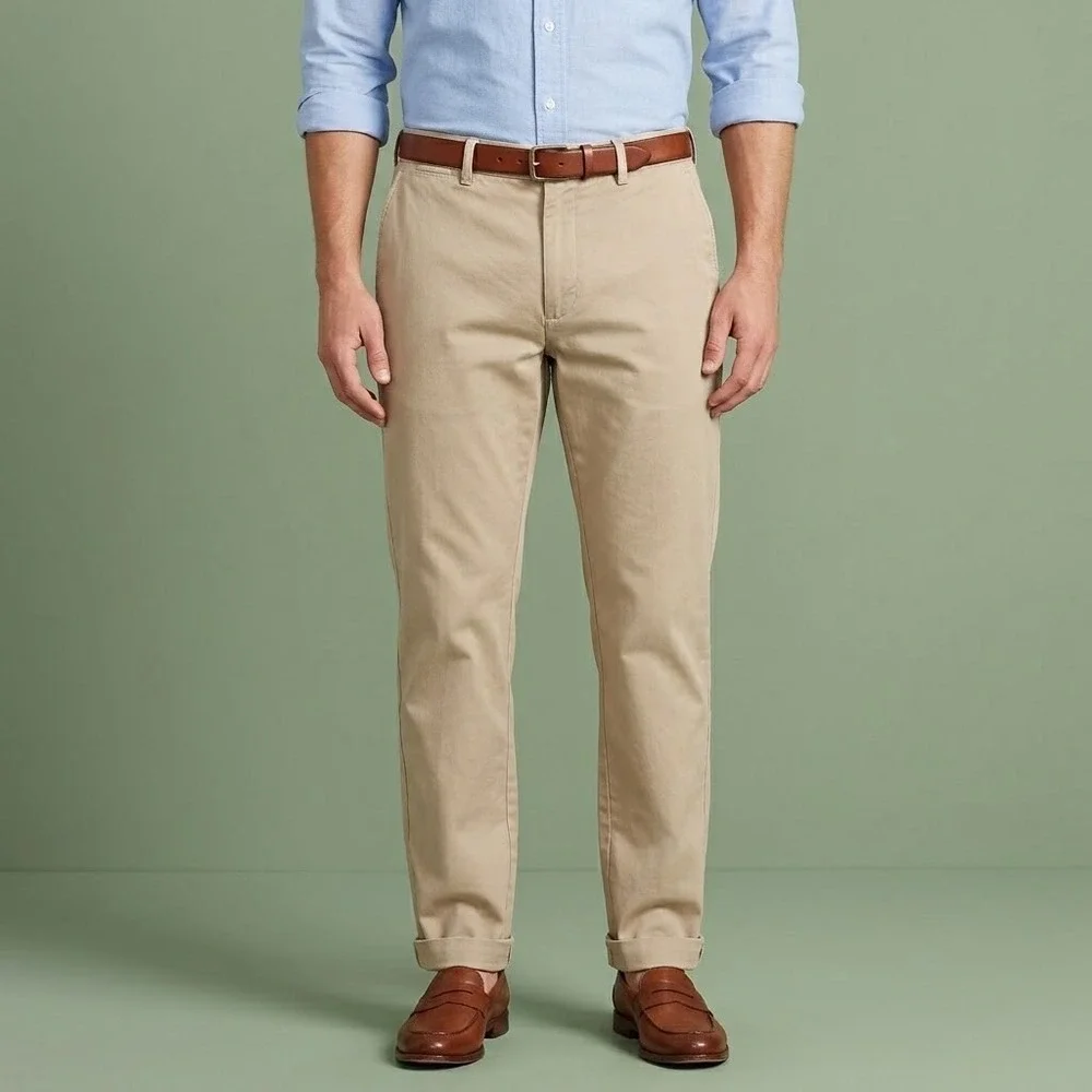 Polo Ralph Lauren Mens 36x30‎ Chino Pants Tan Beige Cotton Flat Front EUC