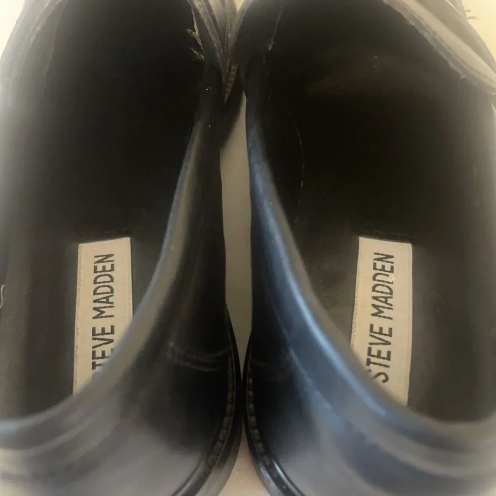 Women's black Penny Loafers Shoes Steve Madden 9M Lotto 1.5”heel