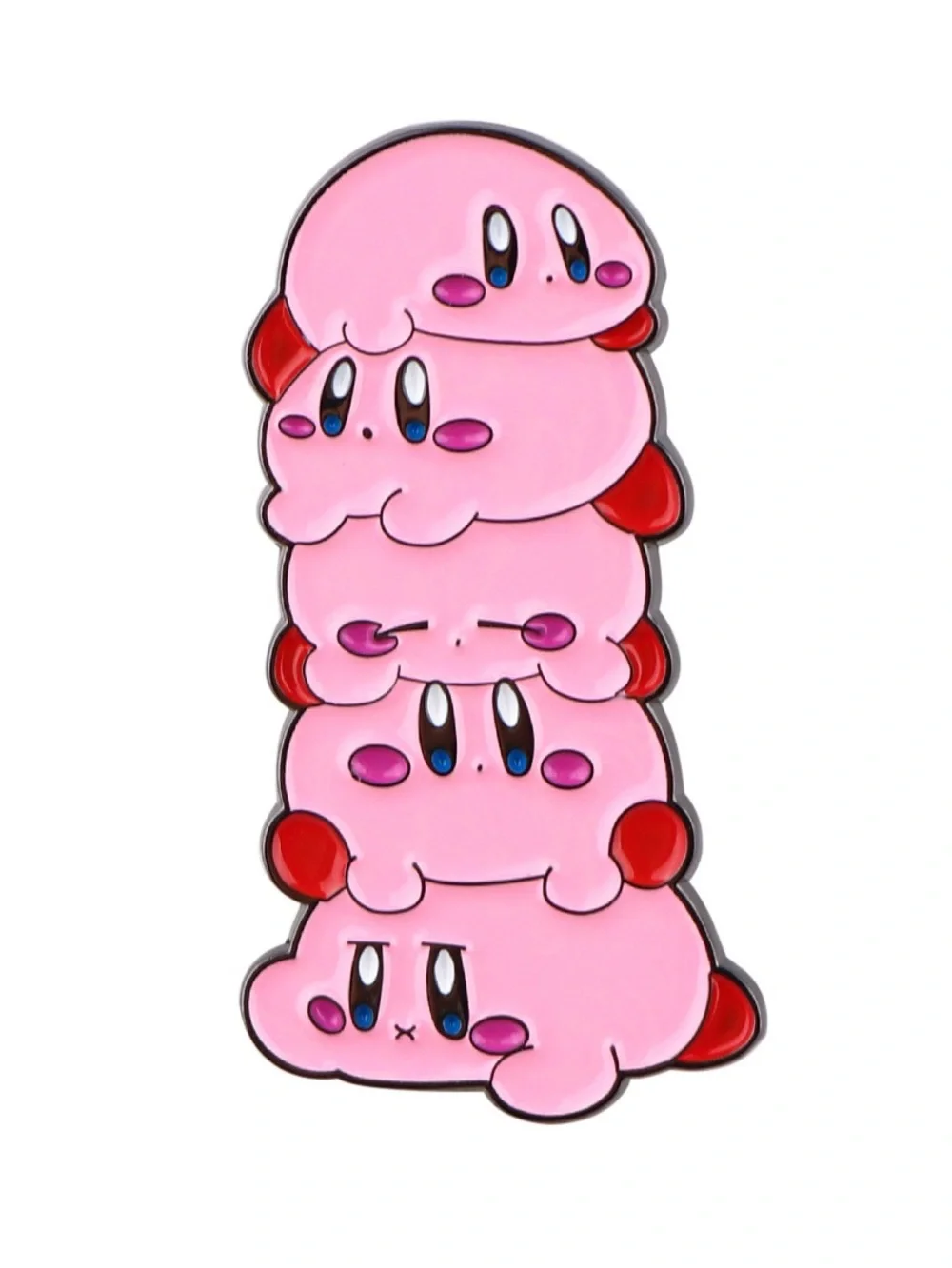 Kirby Stack Enamel Pin – Cute Pink Kirby Character Tower Lapel Pin