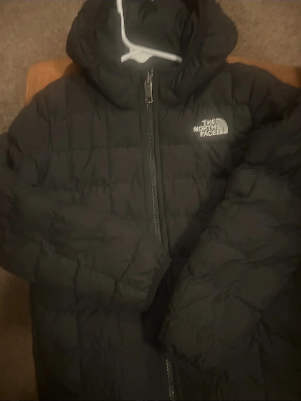 The North Face Kids Black Hooded Puffer Jacket Reversible