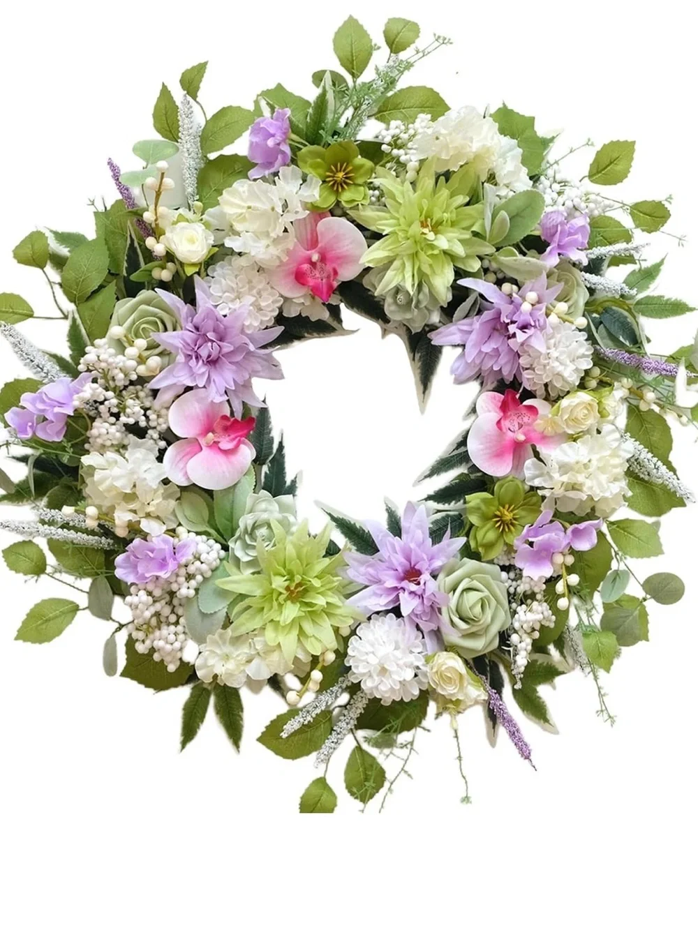 24 Inch Spring Wreath for Front Door, Artificial Spring Summer Floral Wreath