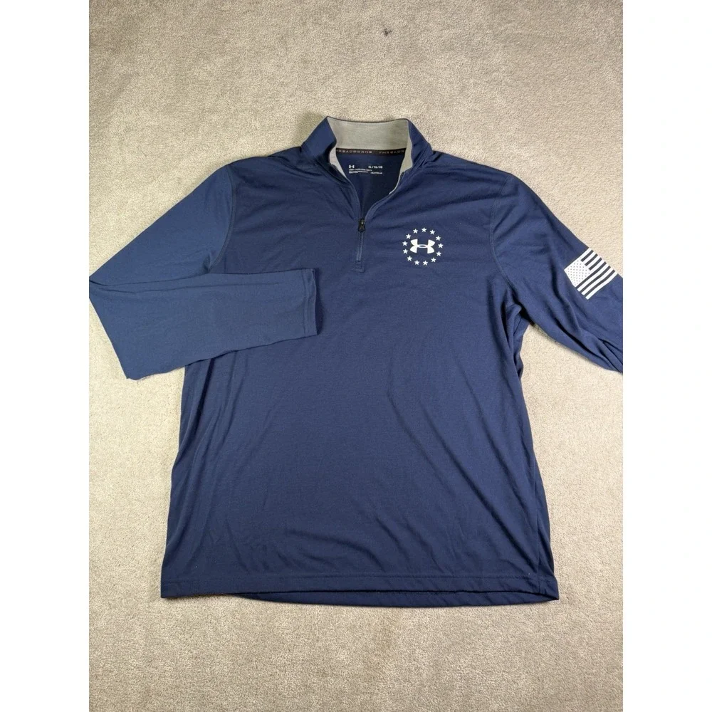 Under Armour Tactical 1/4 Zip Mens Size XL Navy Blue Performance Pullover Loose