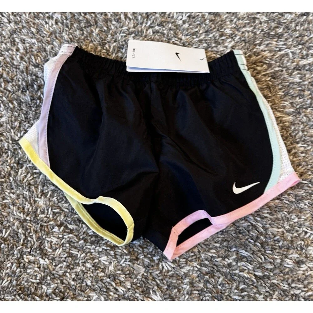 Nike Girls 3T Dri-FIT Tempo Running Shorts Black Multicolor Trim NWT