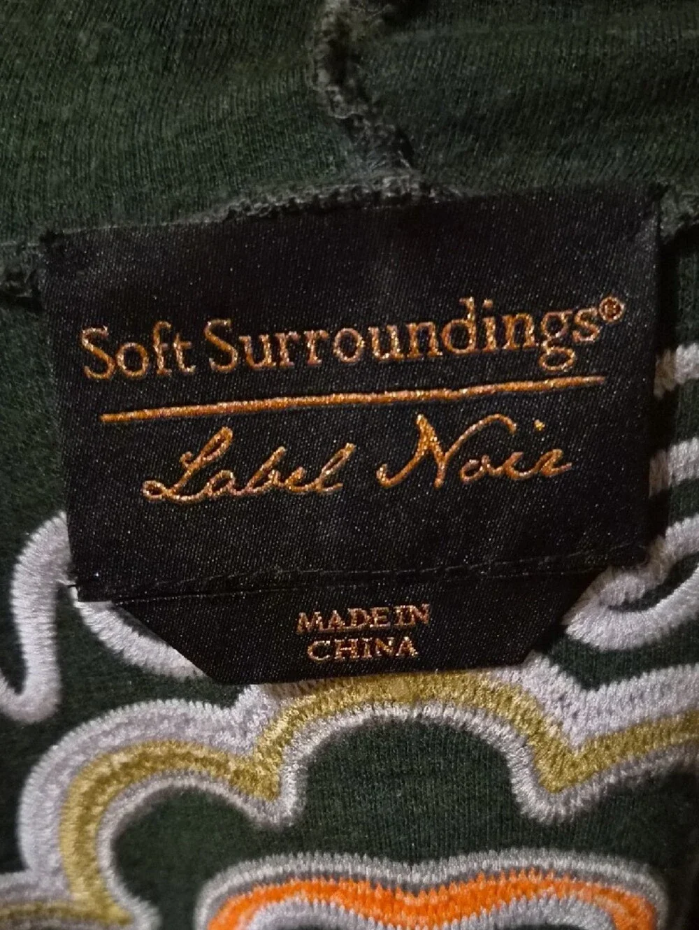 Soft Surroundings Teal Embroidered Open-Front Hooded Cardigan