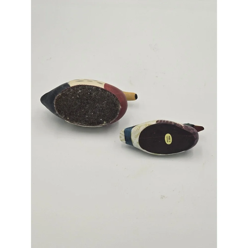 Vintage Style Hand Painted Resin Duck Decoy Figurines Mallard Set of 2