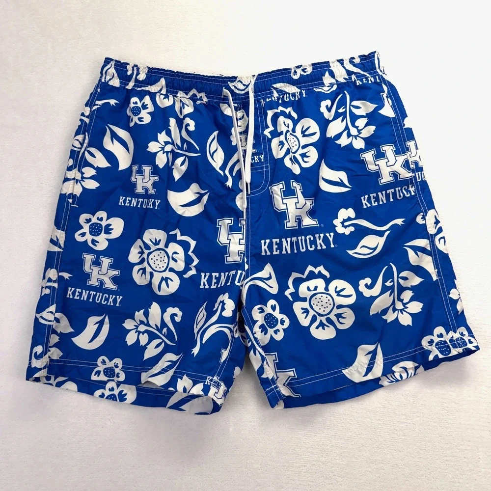 Wes and Willy Kentucky Wildcats Swim Trunks Mens 2XL Blue Floral NCAA‎ Shorts