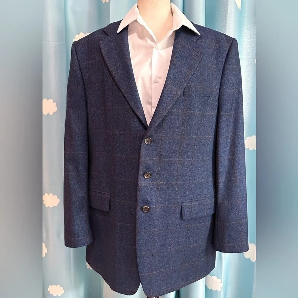 Bruno Piattelli windowpane wool Sportcoat. 43L