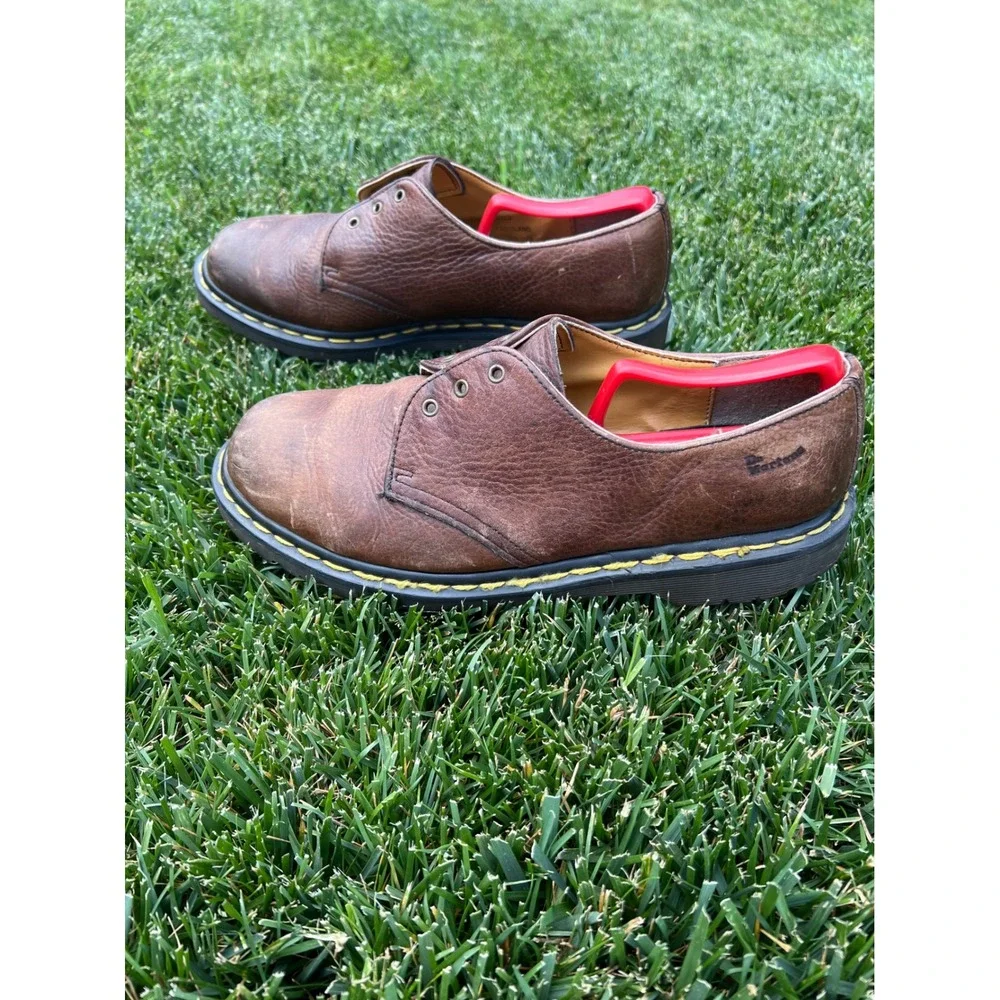Dr. Martens Vintage Made in England Pebbled Brown Leather‎ Oxford Shoes 3 Eyelet