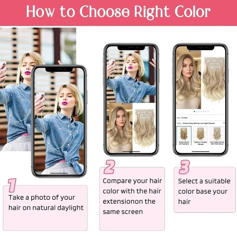Clip in Hair Extensions Synthetic 14in Curly Blonde Highlights Natural