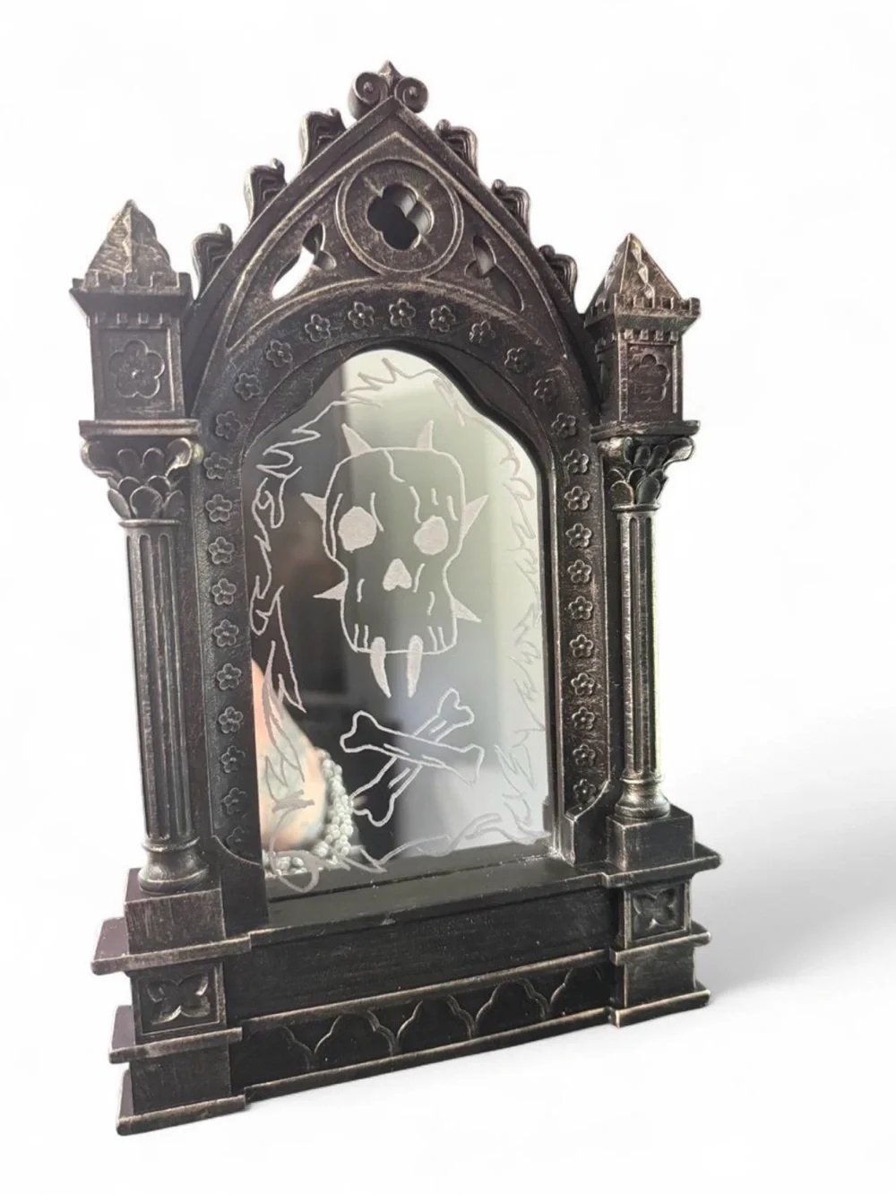 Gothic Skull Etched Decorative Wall Mirror