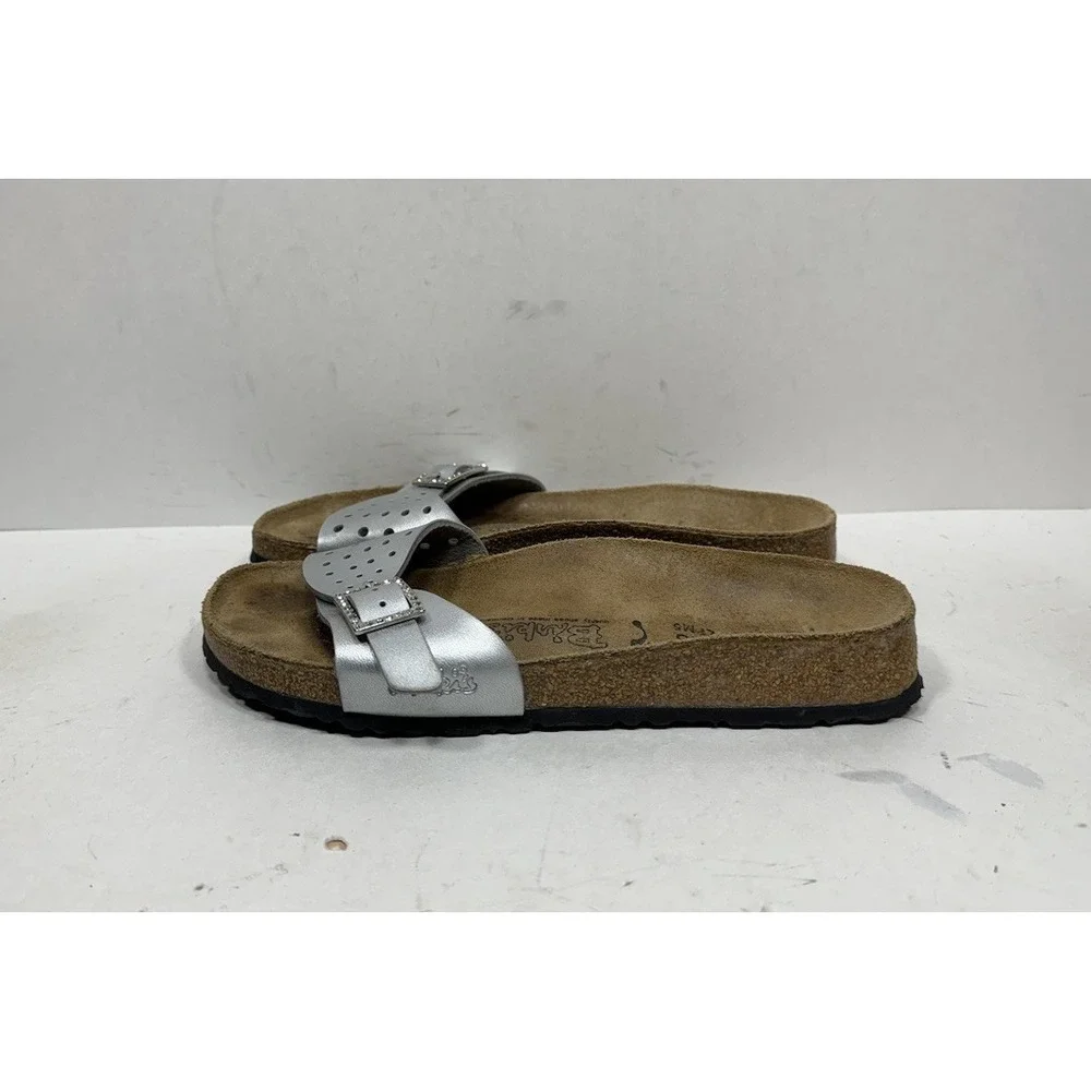 Birkis By Birkenstock Silver Rhinestone‎ Madrid Sandal Women's Size 7 N / 38