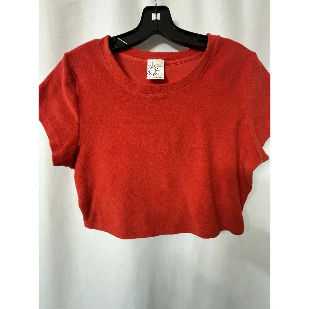 Offline by Aerie T-Shirt Size M Red Summer Lights Cropped Terry ‎ J91